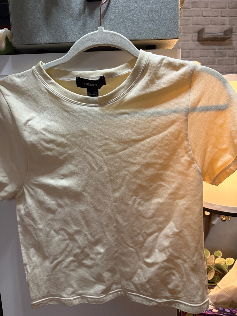 Forever 21 Light Cream Short Sleeve Tee